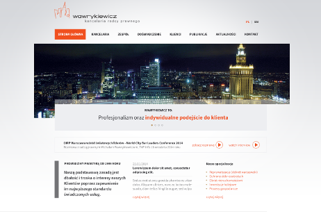 projekt strony internetowej dla Wawrykiewicz - Kancelaria Prawnicza