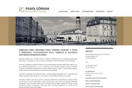 projekt strony internetowej dla Paweł Górniak Kancelaria Radcy Prawnego