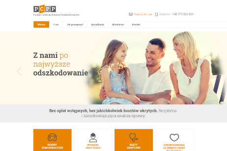 projekt strony internetowej dla PCPP - Polskie Centrum Pomocy Poszkodowanym