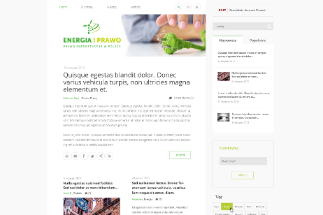 projekt strony internetowej dla Energia i Prawno - Prawo energetyczne w Polsce