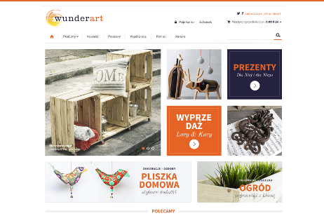 projekt strony internetowej dla WunderArt - Sklep Internetowy