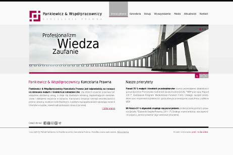 projekt strony internetowej dla Pankiewicz & Współpracownicy - Kancelaria Prawna