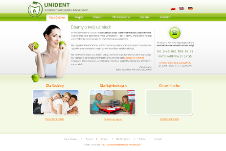 projekt strony internetowej dla Unident - gabinet stomatologiczny